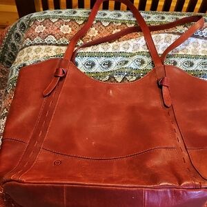 Red Genuine Leather Born Tote Bag